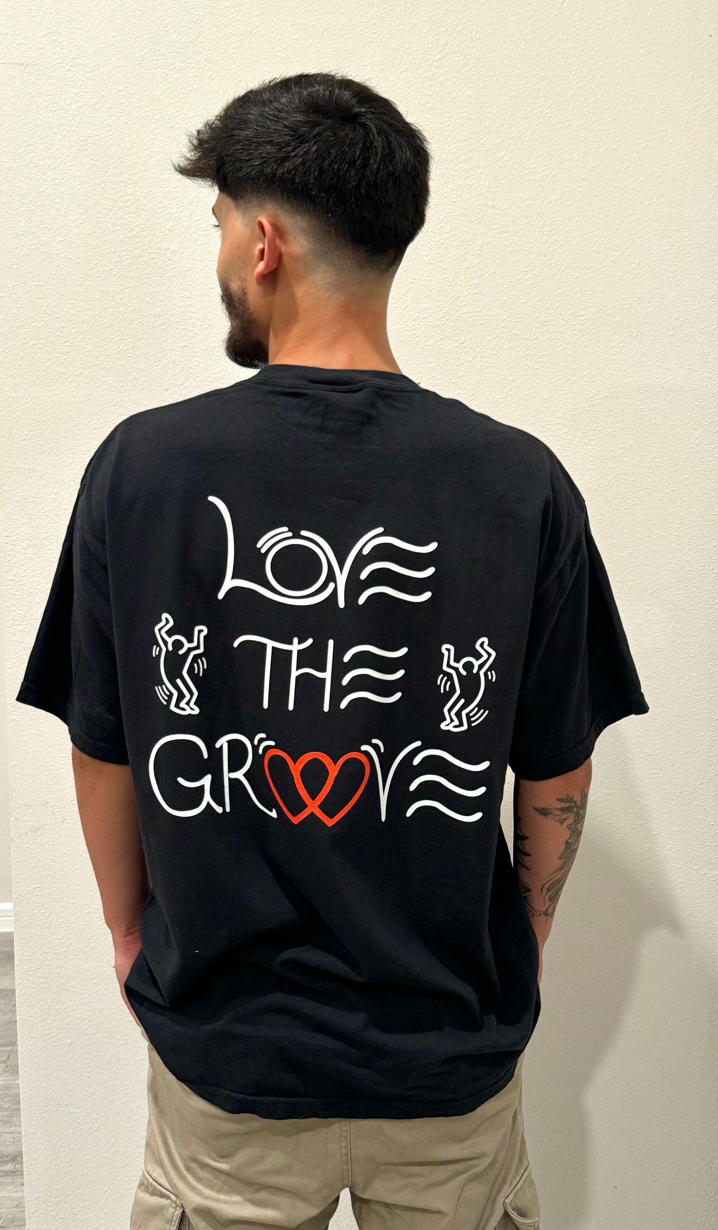 "Love the Groove" - Oversized Black Tee